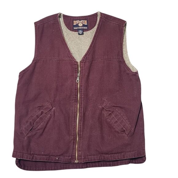 Duluth Mens Vest Large Zip Sherpa Lined Purple Maroon 100% Cotton - Picture 1 of 10